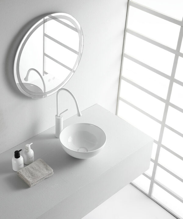 Luna waskom rond 32,5 x 14 cm keramiek glans wit