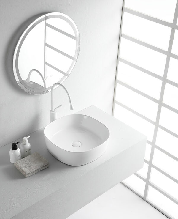 Sofia waskom rond 44 x 44 x 13,5 cm keramiek glans wit