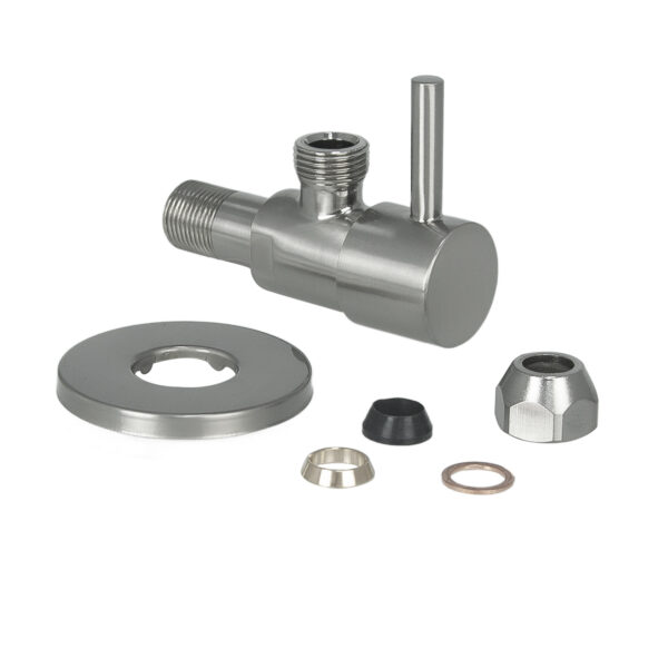 Minimal hoekstopkraan 3/8" x 3/8" of knel 10 mm geborsteld staal PVD