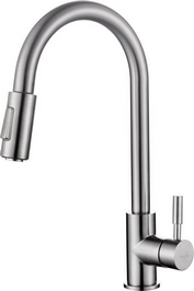 24.3705.jpg Benton keukenkraan met coldstart en uittrekbare handdouche geborsteld RVS