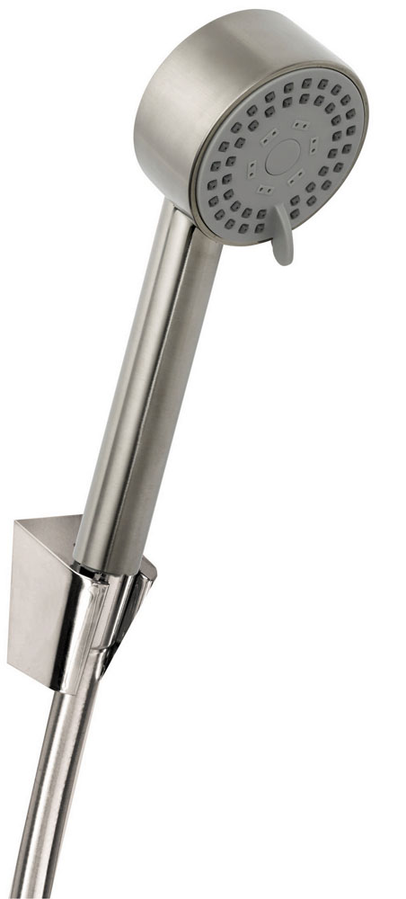 29.3913.jpg UniMatch Cadans handdoucheset met handdouche 3 standen Ø 8 cm, doucheslang en wandhouder kantelbaar geborsteld staal