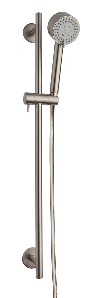 29.3915.jpg UniMatch Cadans glijstangset compleet met handdouche 3 standen Ø 8 cm geborsteld staal PVD