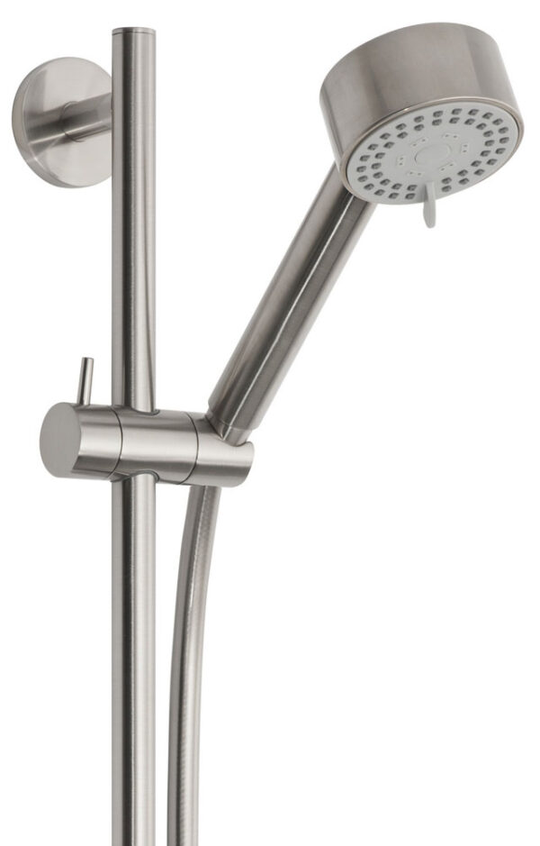 29.3915202.jpg UniMatch Cadans glijstangset compleet met handdouche 3 standen Ø 8 cm geborsteld staal PVD