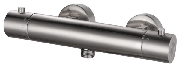 Rio thermostatische douchemengkraan 12 cm geborsteld staal