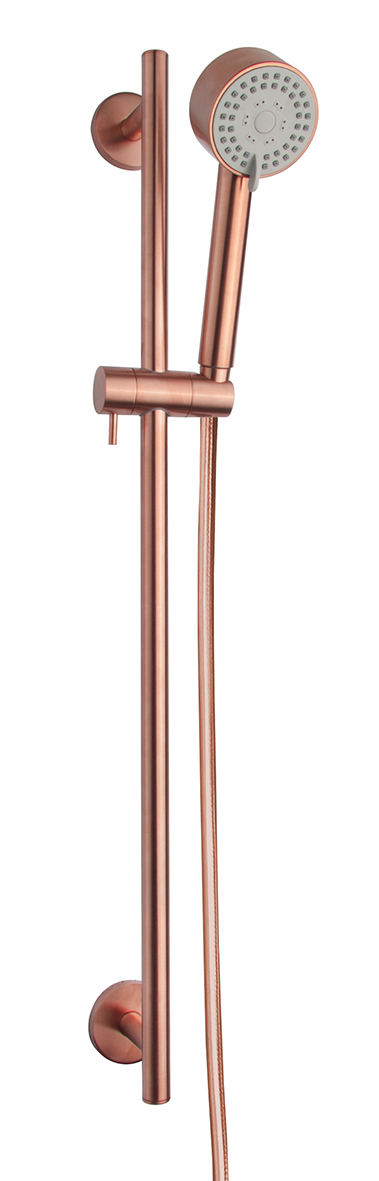 29.6914.jpg UniMatch Cadans glijstangset compleet met handdouche 3 standen Ø 8 cm geborsteld koper