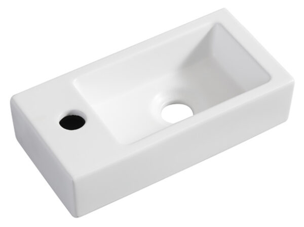 Rhea S mini fontein links 36,5 x 18 x 9 cm keramiek mat wit