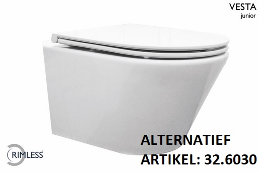 32.3416.jpg Vesta junior wandcloset rimless verkort met Flatline toiletzitting softclose en quick release glans wit