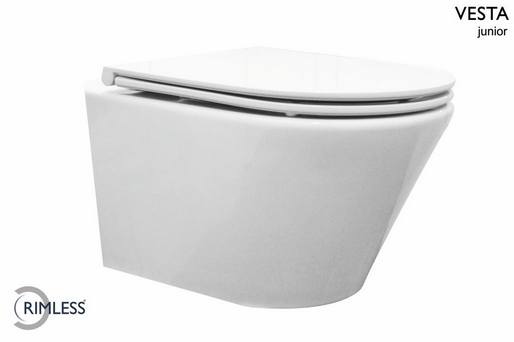 32.3416202.jpg Vesta junior wandcloset rimless verkort met Flatline toiletzitting softclose en quick release glans wit