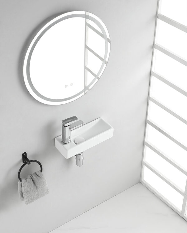 Trim mini fontein links 38 x 14 x 8 cm keramiek glans wit