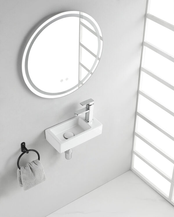 Rhea S mini fontein rechts 36,5 x 18 x 9 cm keramiek glans wit