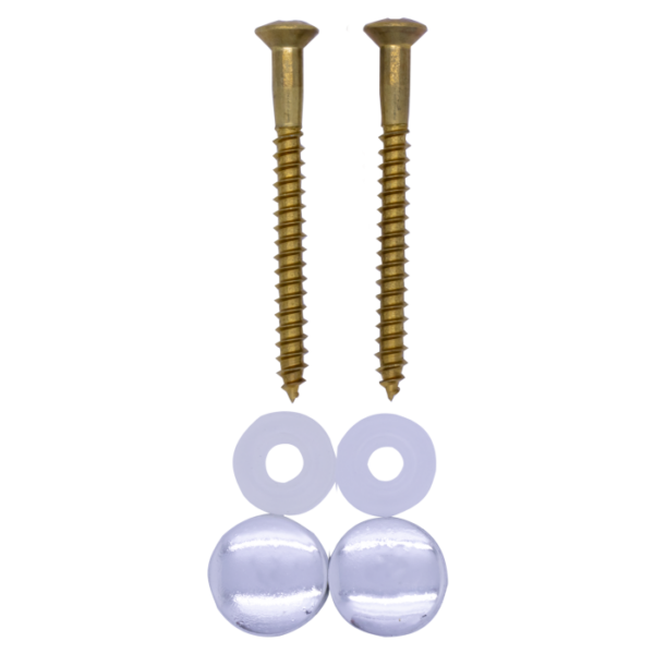 32.4264.png Potschroevenset zonder plug 2 stuks messing 5.5 x 70 mm afdekdop chroom