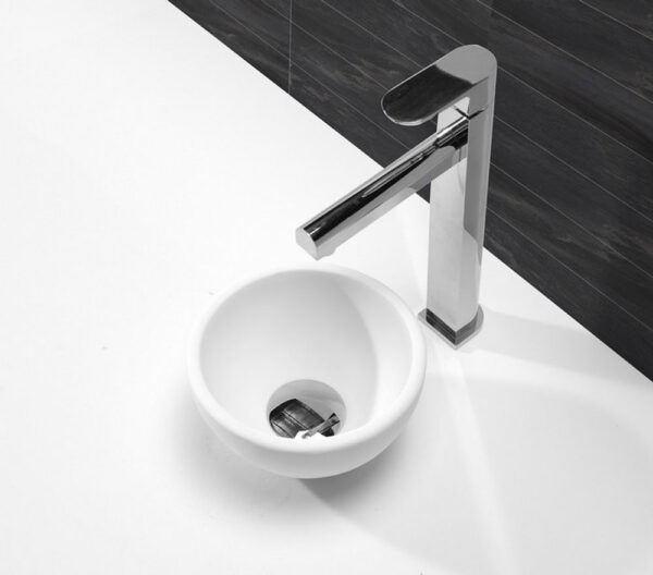Tessa waskom rond 20 x 11 cm solid surface mat wit
