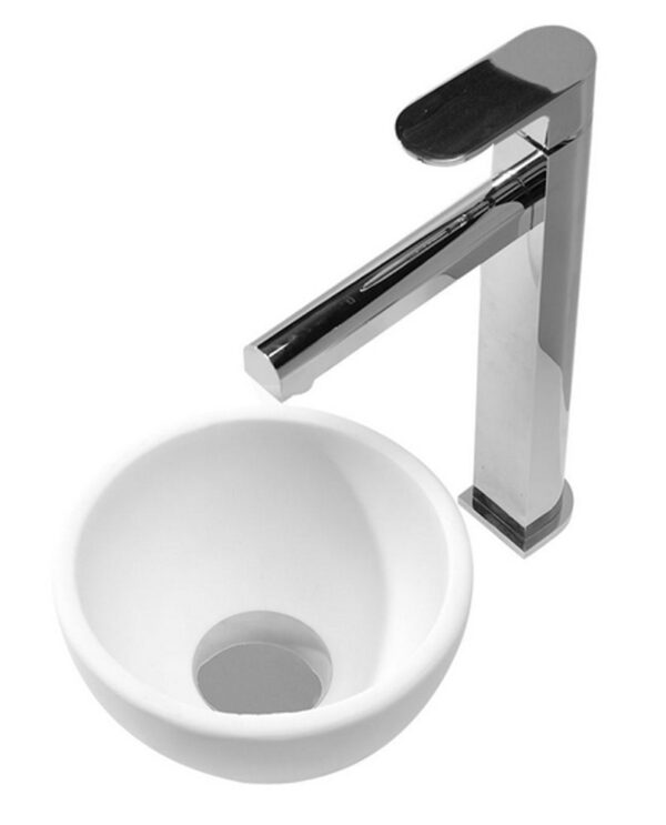 Tessa waskom rond 20 x 11 cm solid surface mat wit