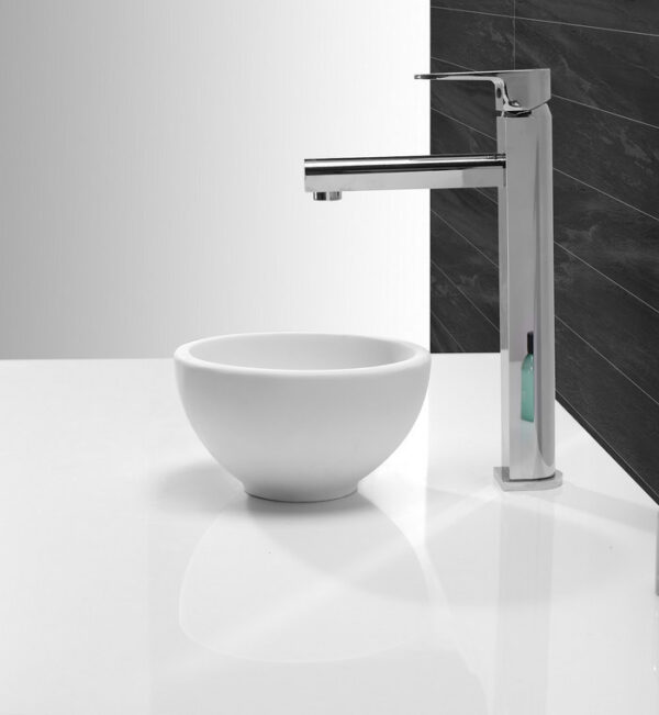 Tessa waskom rond 20 x 11 cm solid surface mat wit