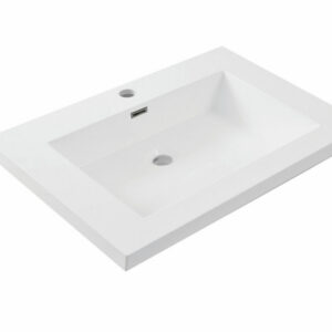 Vision wastafel enkel met 1 kraangat 60x46x5,5 cm kunstmarmer glans wit