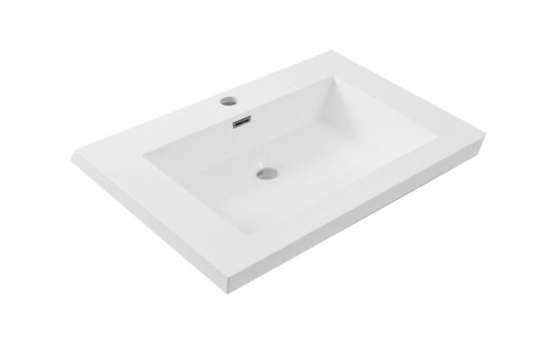 Vision wastafel enkel met 1 kraangat 60x46x5,5 cm kunstmarmer glans wit