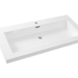 Vision wastafel enkel met 1 kraangat 100x46x5,5 cm kunstmarmer glans wit