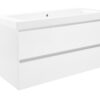 Vision wastafel enkel met 1 kraangat 100x46x5,5 cm kunstmarmer glans wit