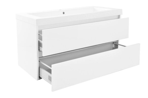 Vision wastafel enkel met 1 kraangat 100x46x5,5 cm kunstmarmer glans wit