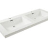 Vision wastafel dubbel met 2 kraangaten 120x46x5,5 cm kunstmarmer glans wit