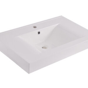 Tigris wastafel enkel met 1 kraangat 60x46x8 cm kunstmarmer glans wit