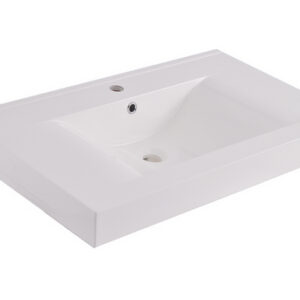 Tigris wastafel enkel met 1 kraangat 80x46x8 cm kunstmarmer glans wit