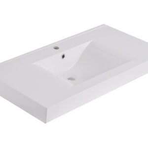 Tigris wastafel enkel met 1 kraangat 100x46x8 cm kunstmarmer glans wit