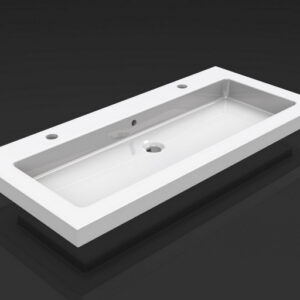 39.3806.jpg Kera wastafel enkel met 2 kraangaten 100x46x5 cm keramiek glans wit