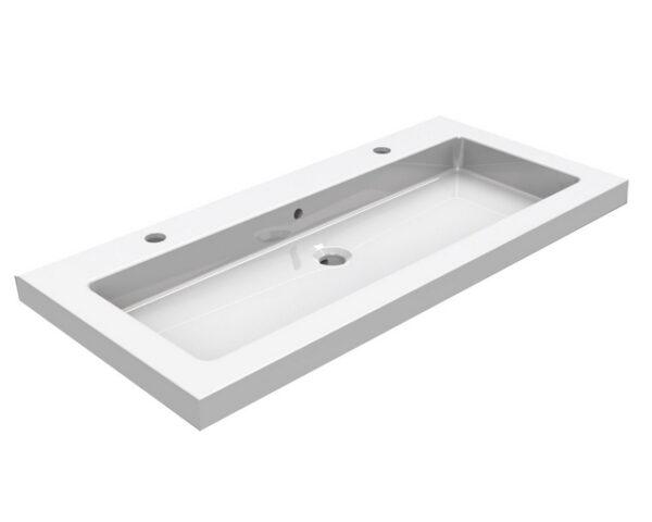 39.3806202.jpg Kera wastafel enkel met 2 kraangaten 100x46x5 cm keramiek glans wit